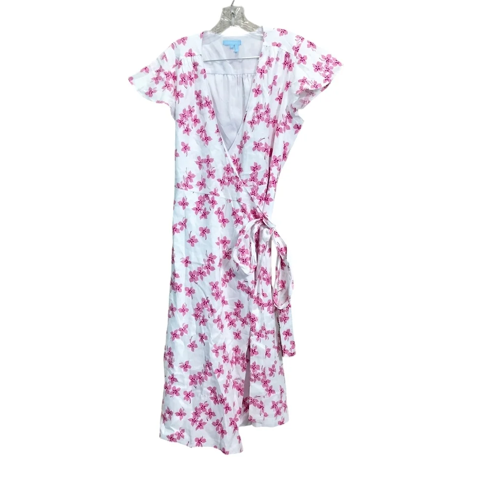 Draper James By Reese Witherspoon Linen Pink  Wrap Dress Size 12